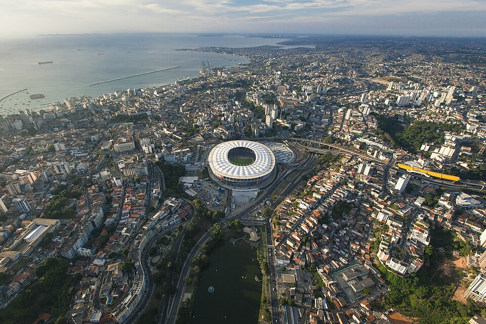 Vista aérea del estadio Fonte Nova en Salvador